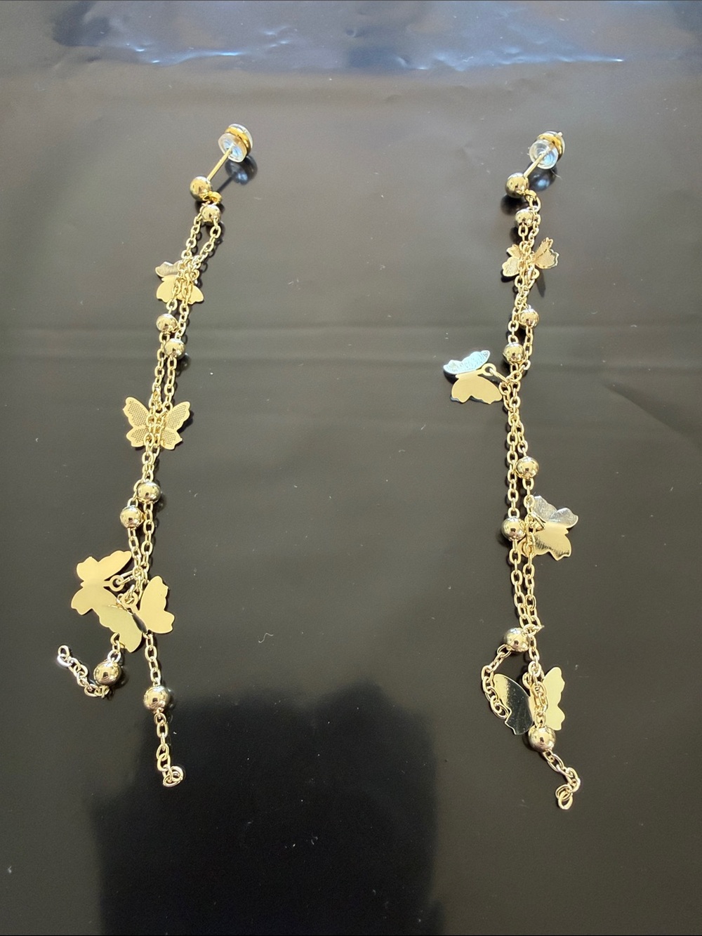 Gold Butterfly Dangle Earrings - Women Jewelry